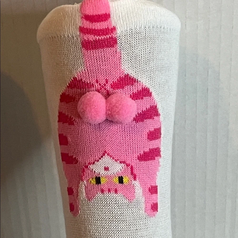 Pink Cat Design Women's Socks (White)